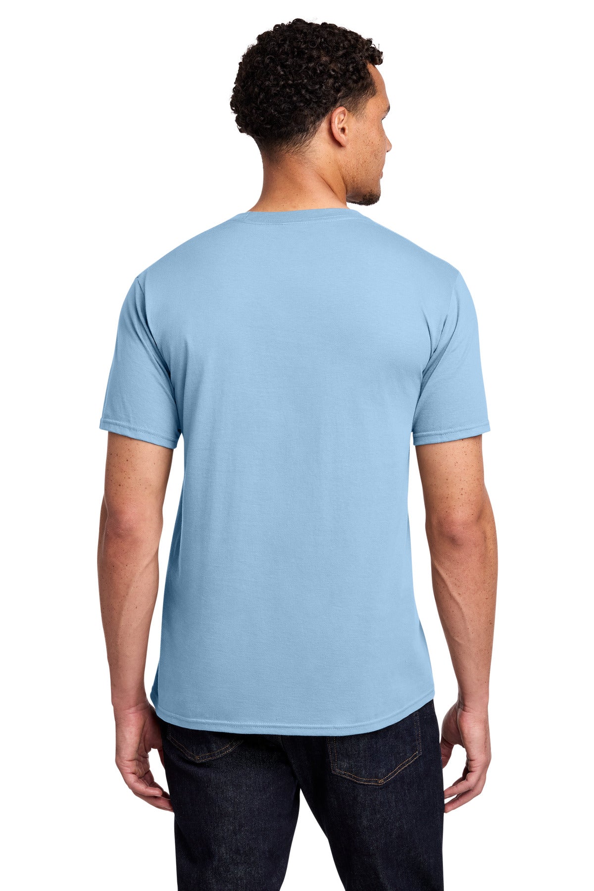 Custom Embroidered Port & Co T-Shirts  in Light Blue