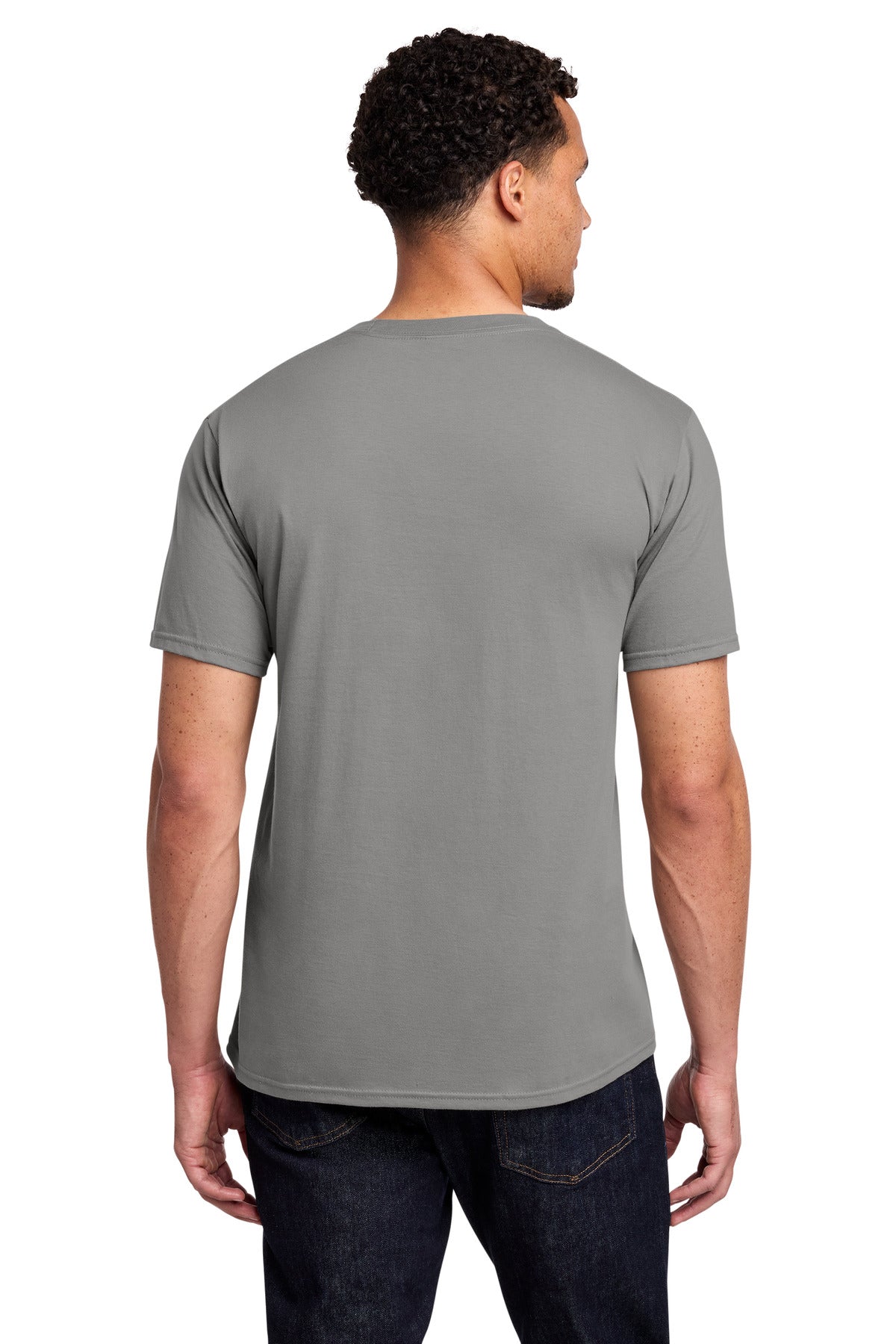 Custom Embroidered Port & Co T-Shirts  in Medium Grey