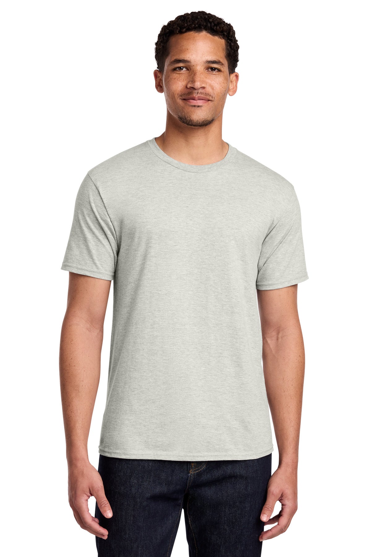 Custom Embroidered Port & Co T-Shirts  in Oatmeal Heather