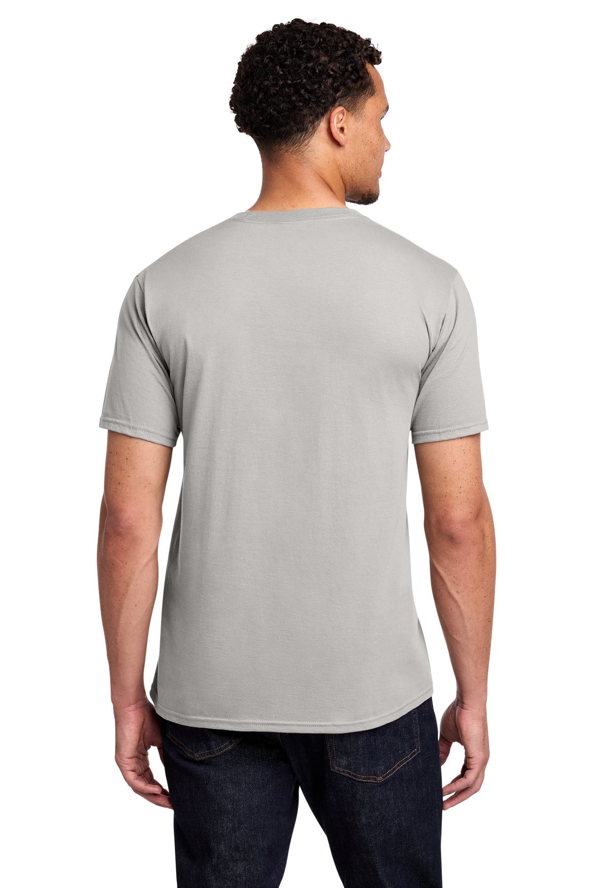 Custom Embroidered Port & Co T-Shirts  in Silver