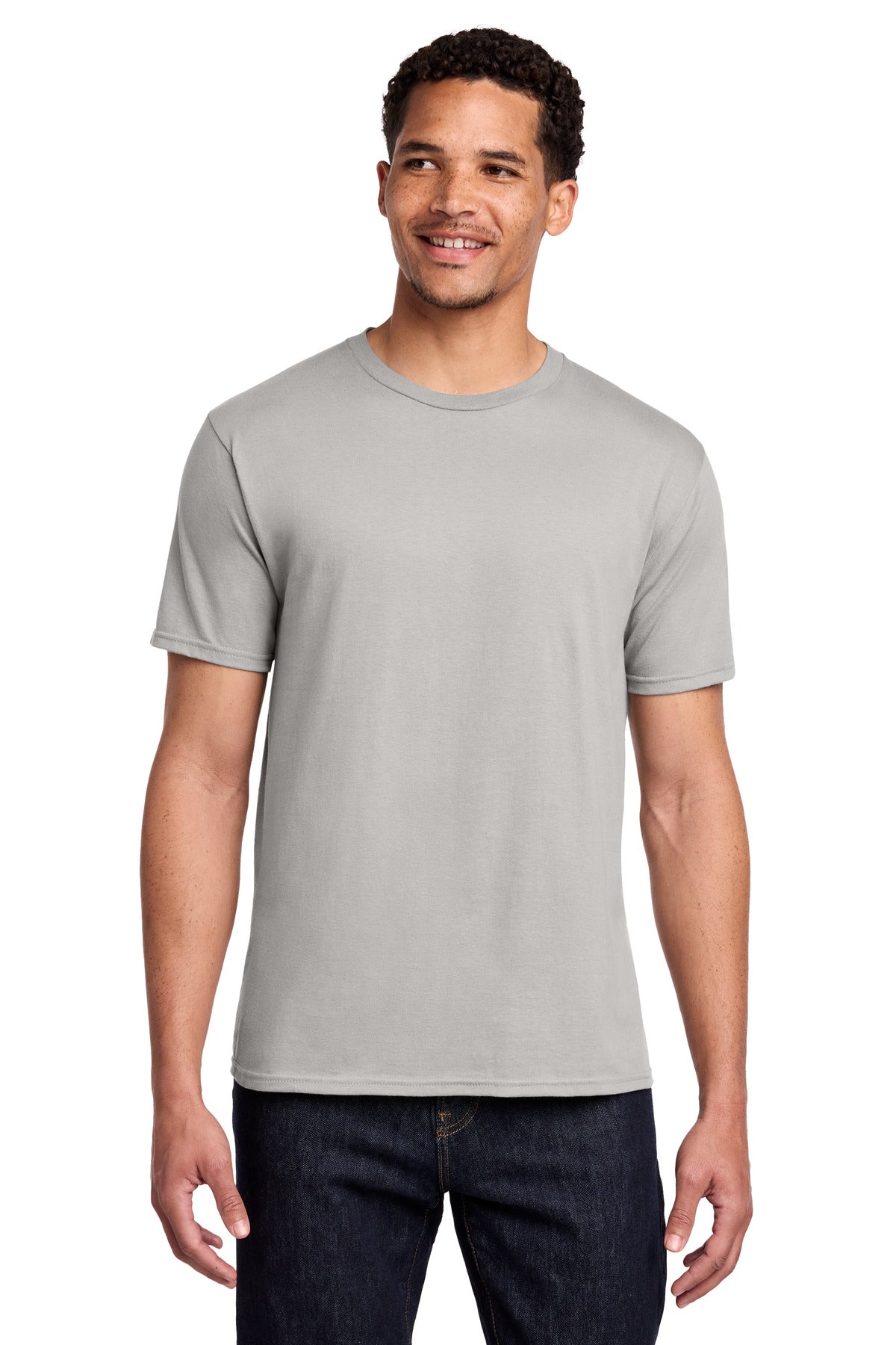 Custom Embroidered Port & Co T-Shirts  in Silver