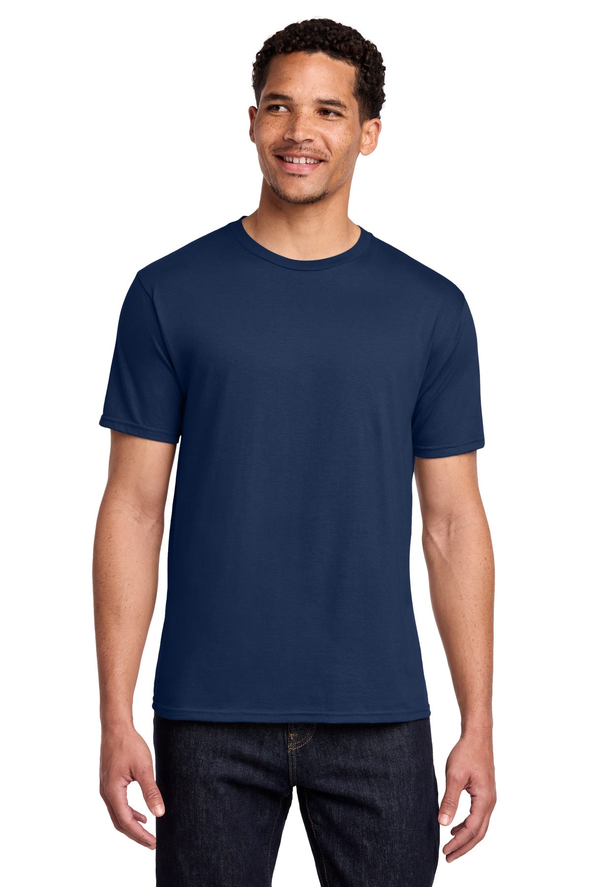 Custom Embroidered Port & Co T-Shirts  in Team Navy