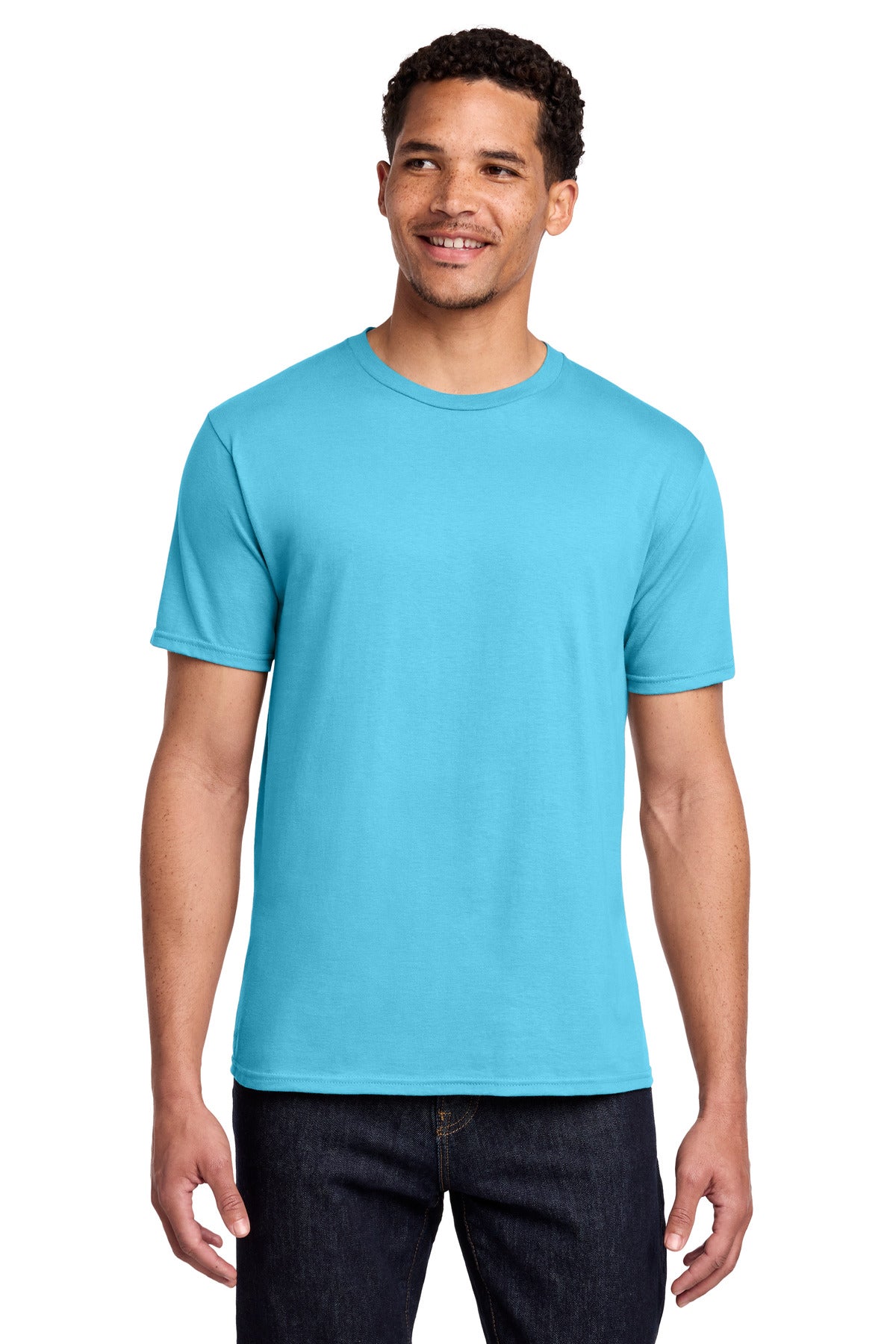 Custom Embroidered Port & Co T-Shirts  in Tidal Wave