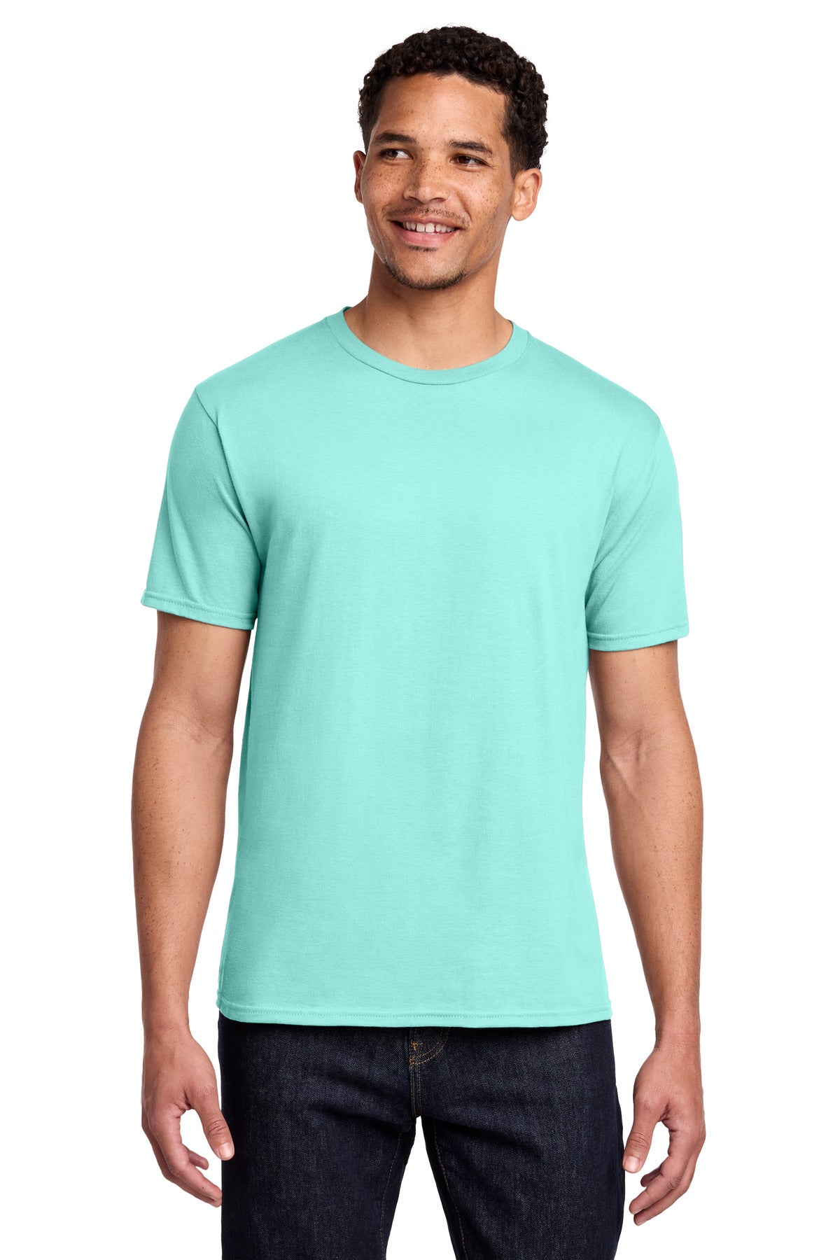 Custom Embroidered Port & Co T-Shirts  in True Celadon