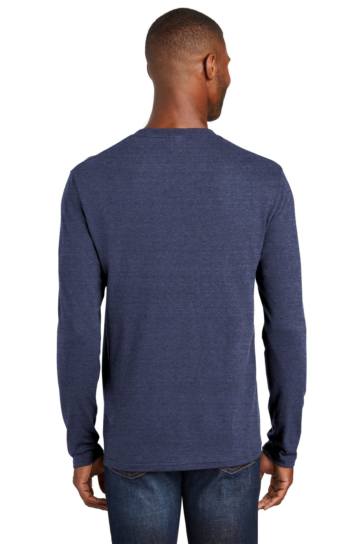 Custom Embroidered Port & Company  Long Sleeve Fan Favorite  Blend Tee. PC455LS,Team Navy Heather