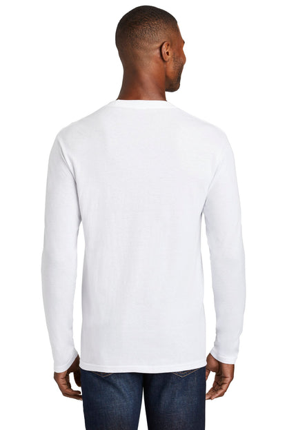 Custom Embroidered Port & Company  Long Sleeve Fan Favorite  Blend Tee. PC455LS,White