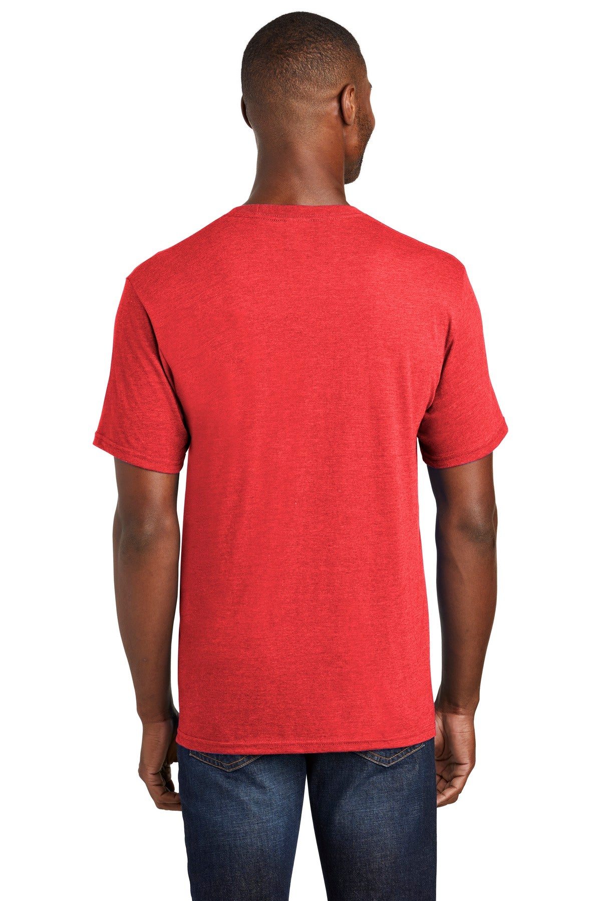 Custom Embroidered Port & Company  Fan Favorite  Blend Tee. PC455,Bright Red Heather