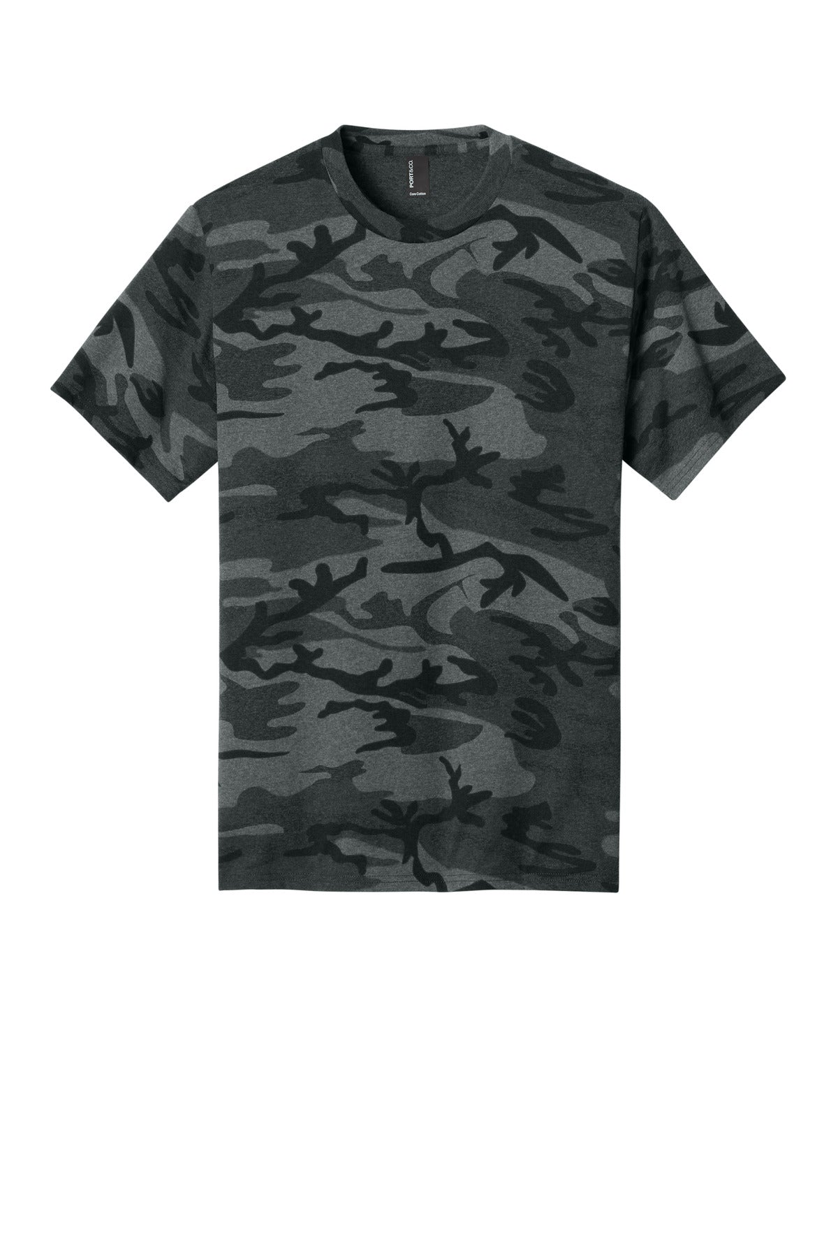 Custom Embroidered Port & Co T-Shirts  in Black Heather Camo