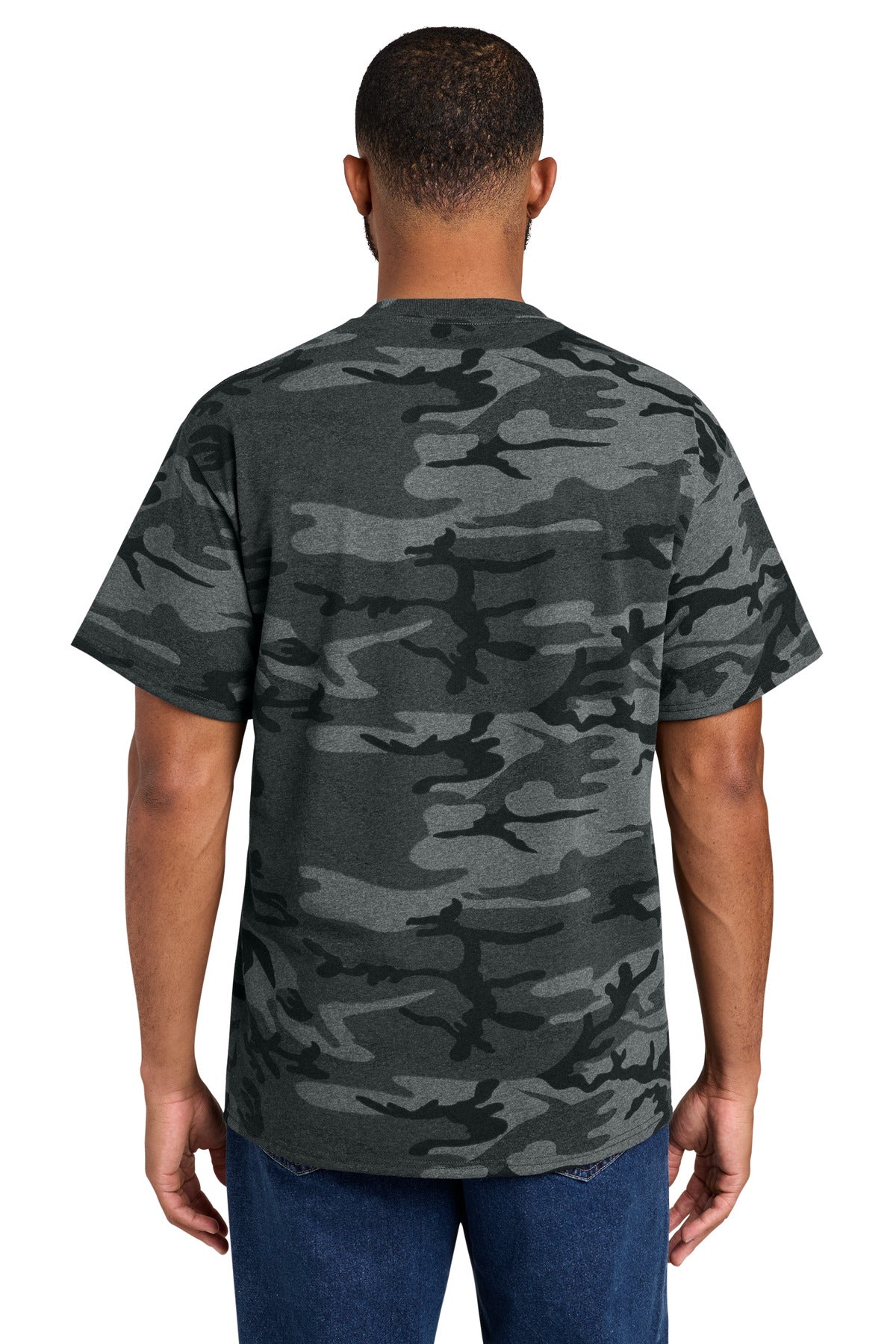 Custom Embroidered Port & Co T-Shirts  in Black Heather Camo