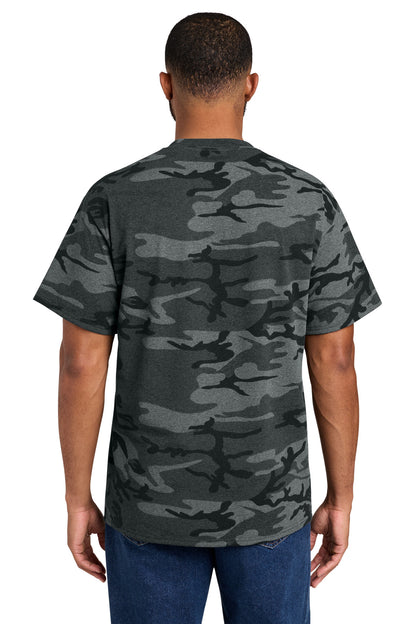 Custom Embroidered Port & Co T-Shirts  in Black Heather Camo