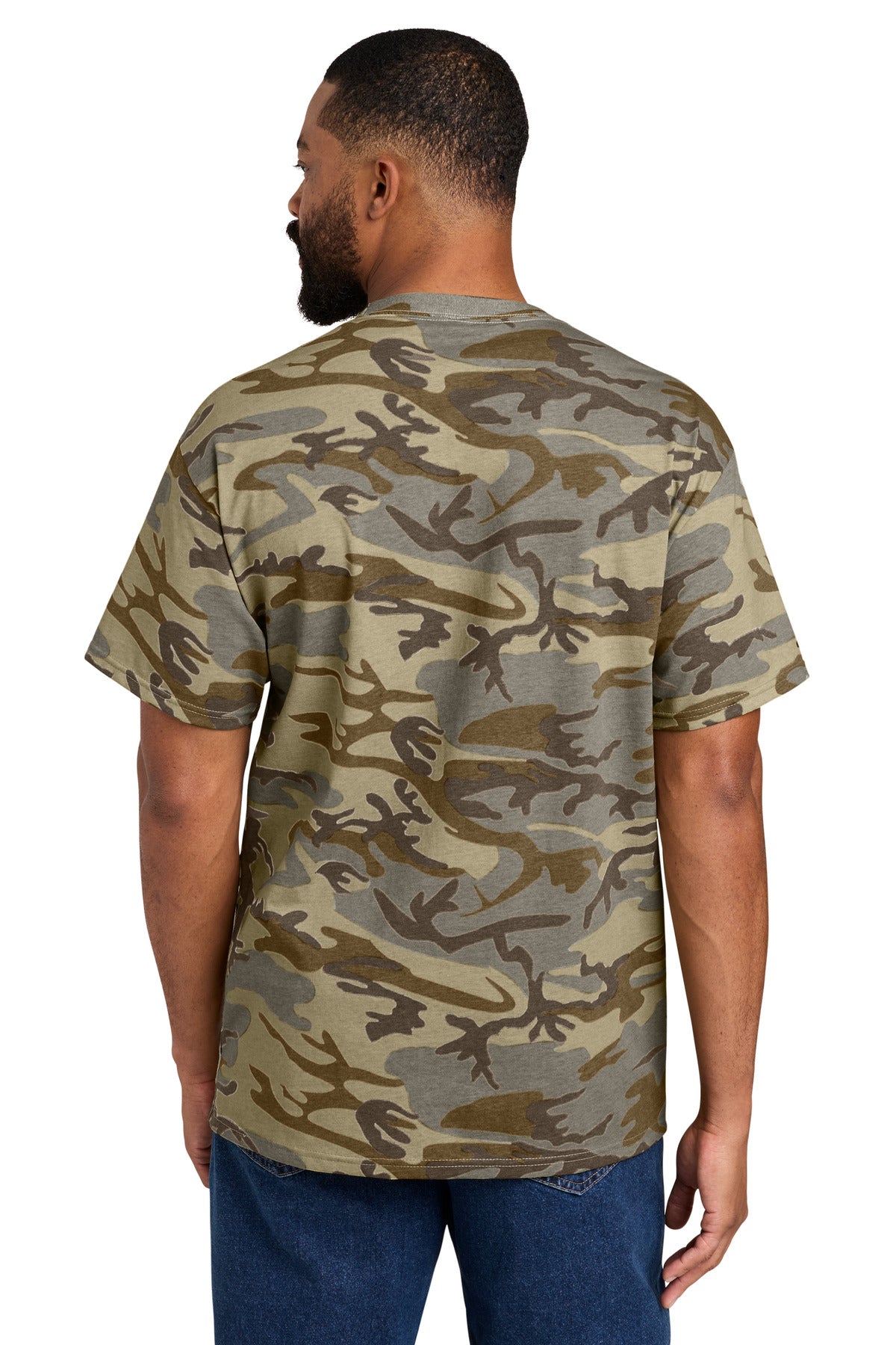 Custom Embroidered Port & Co T-Shirts  in Desert Camo