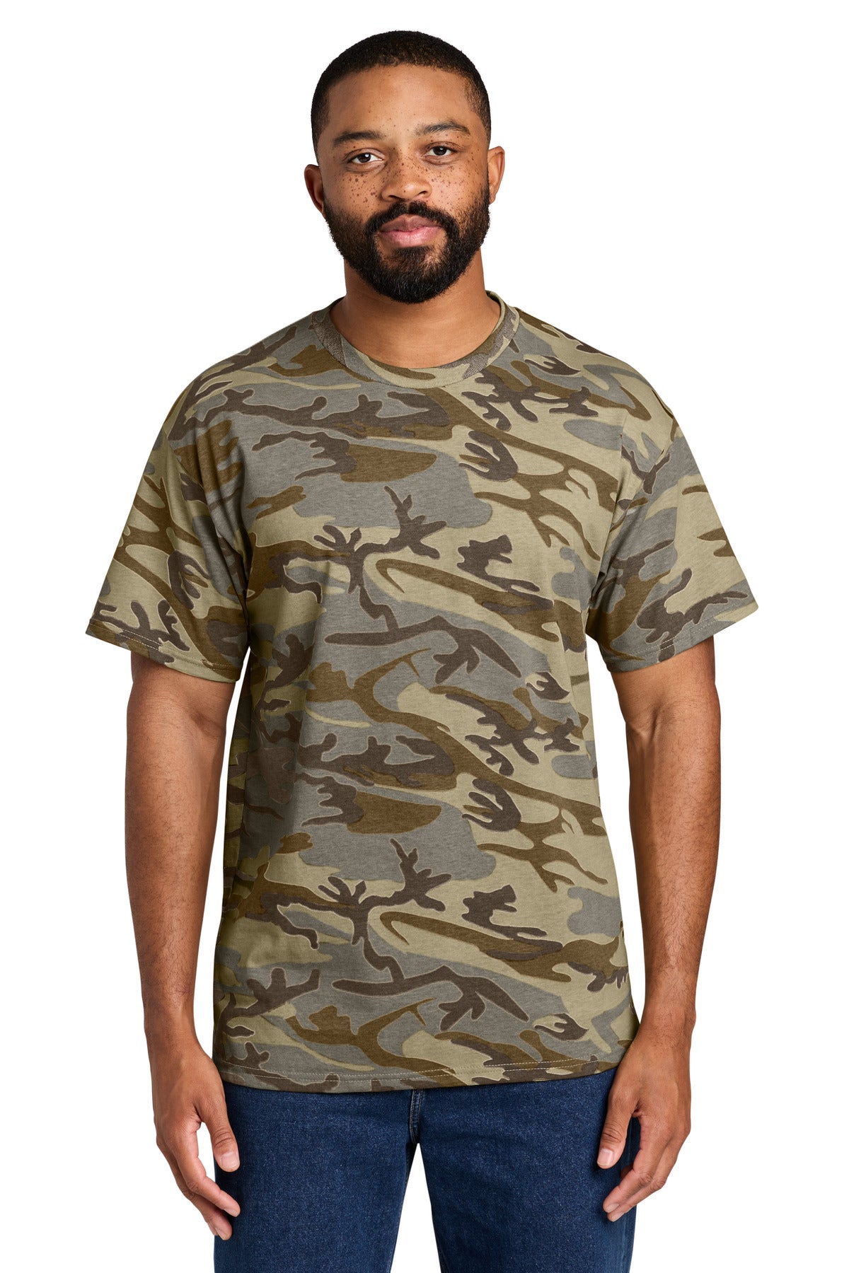 Custom Embroidered Port & Co T-Shirts  in Desert Camo