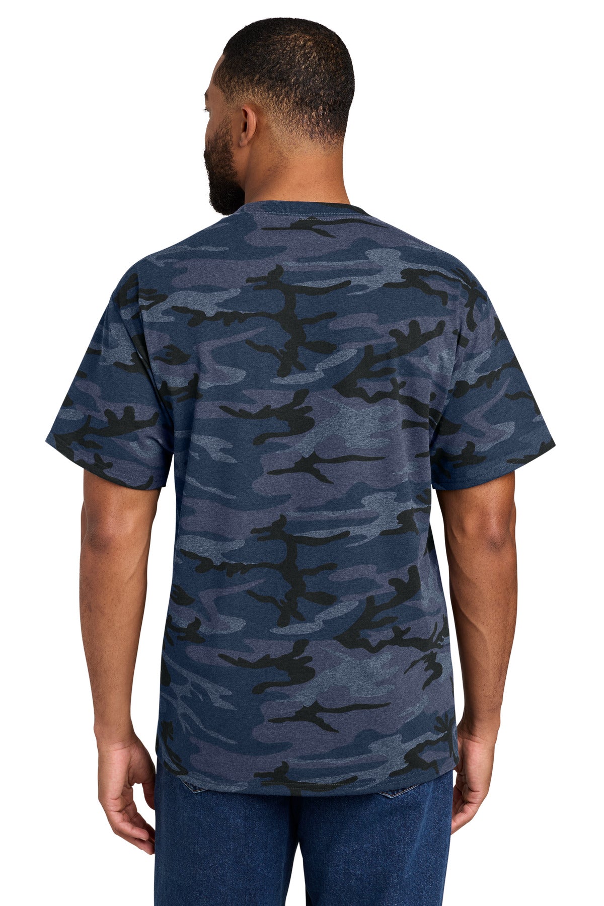 Custom Embroidered Port & Co T-Shirts  in Heather Navy Camo