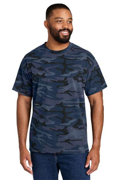 Custom Embroidered Port & Co T-Shirts  in Heather Navy Camo