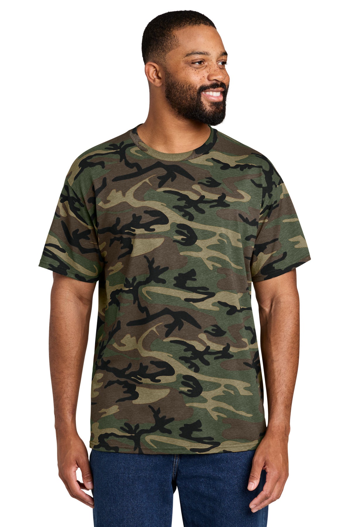 Custom Embroidered Port & Co T-Shirts  in Military Camo