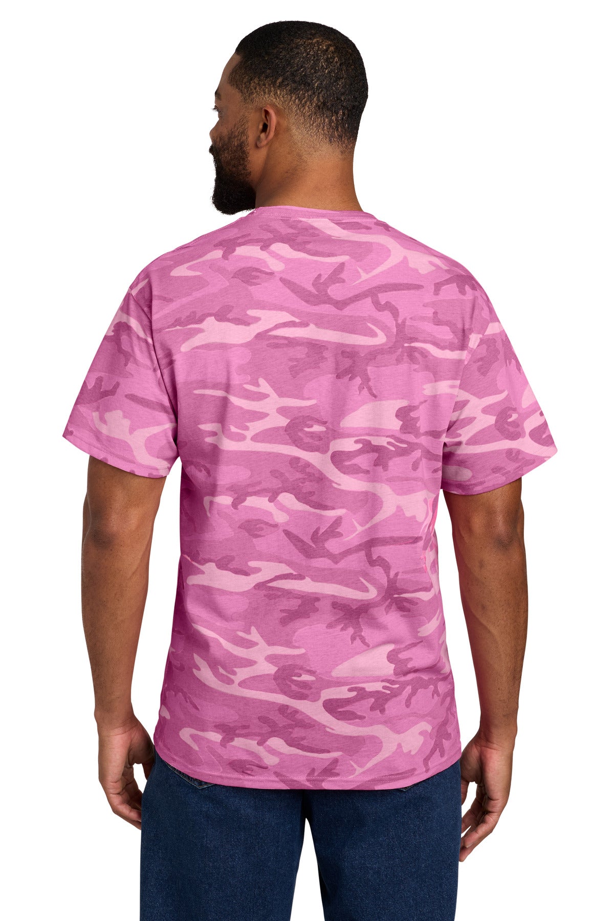 Custom Embroidered Port & Co T-Shirts  in Pink Camo