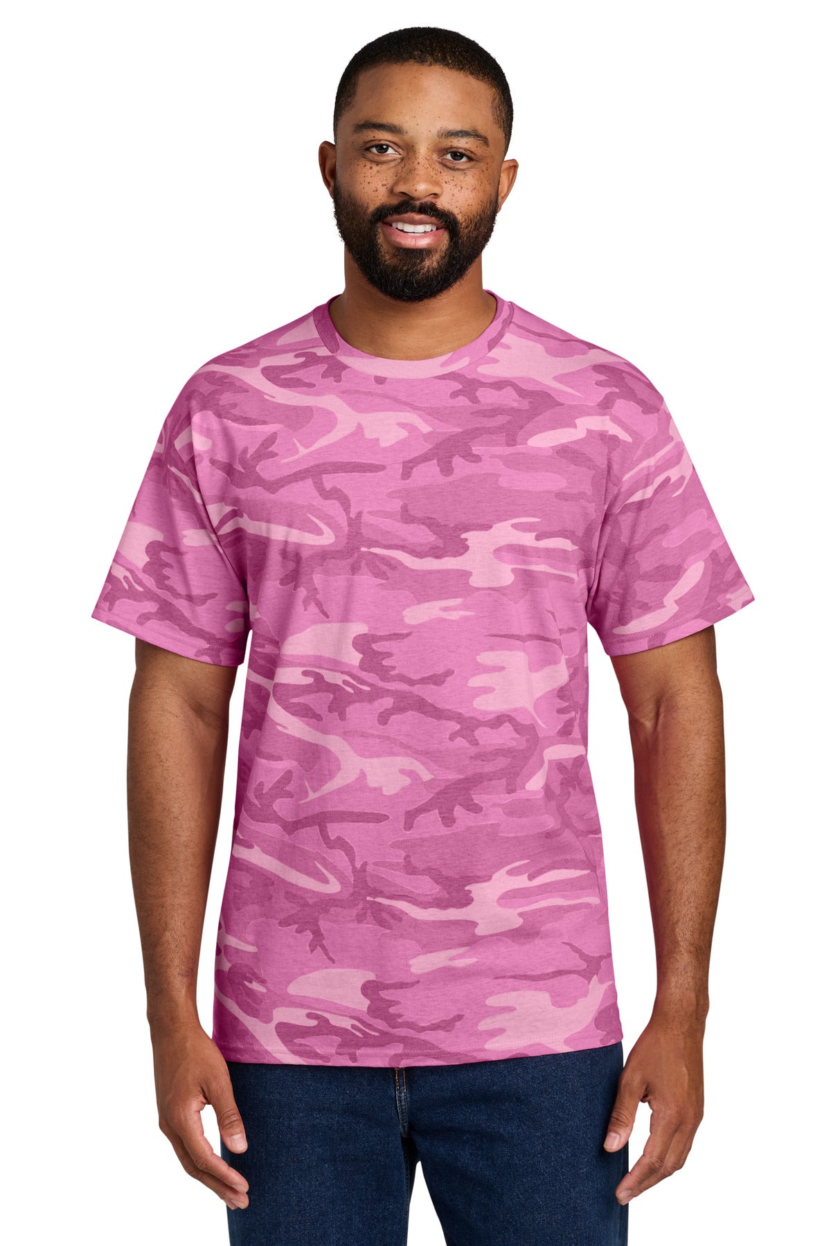 Custom Embroidered Port & Co T-Shirts  in Pink Camo