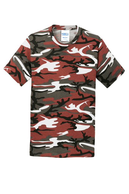 Custom Embroidered Port & Co T-Shirts  in Red Camo