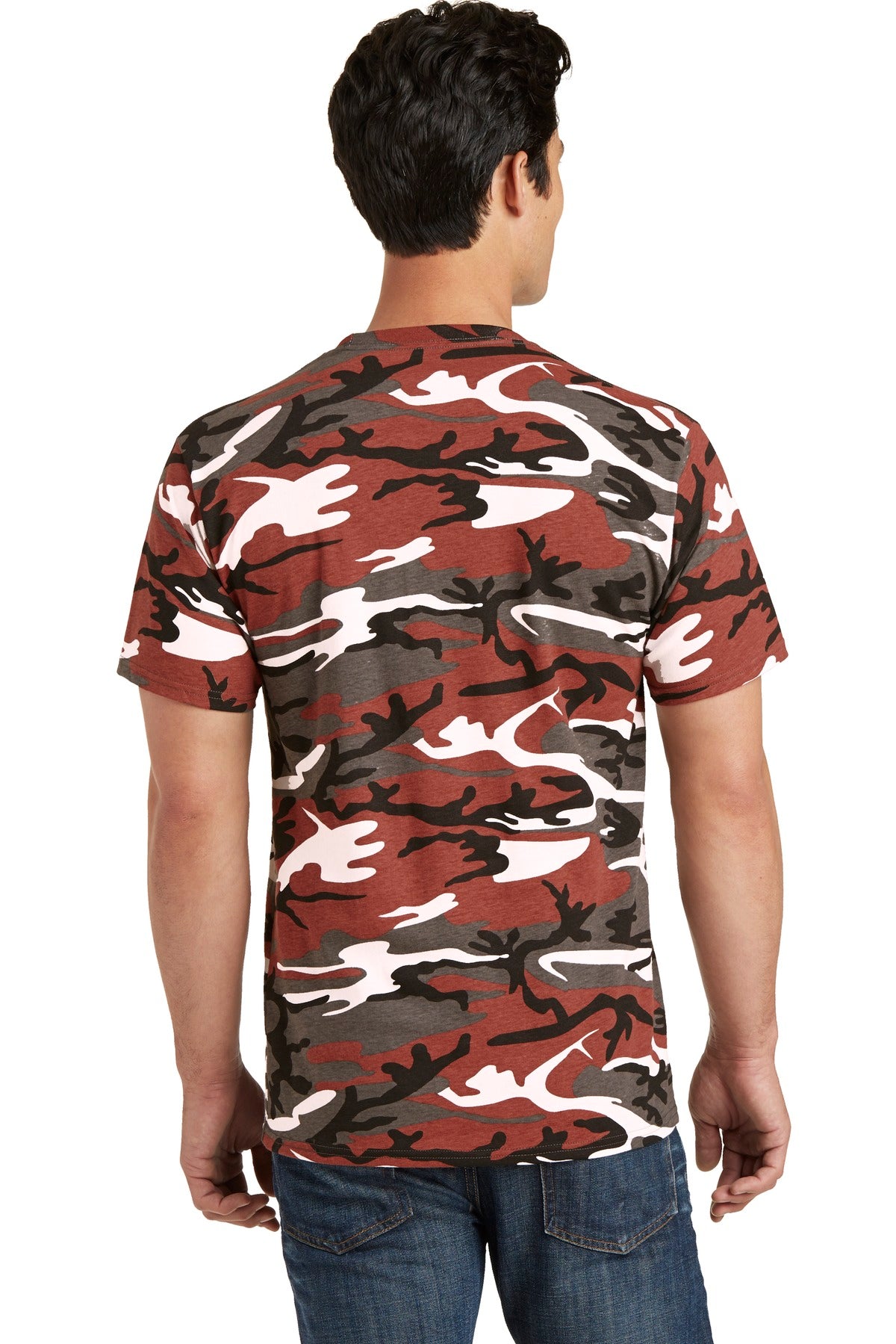 Custom Embroidered Port & Co T-Shirts  in Red Camo