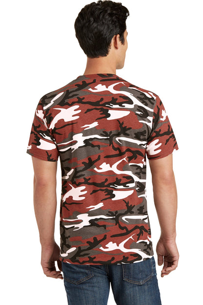 Custom Embroidered Port & Co T-Shirts  in Red Camo