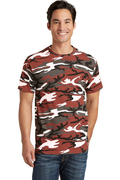Custom Embroidered Port & Co T-Shirts  in Red Camo