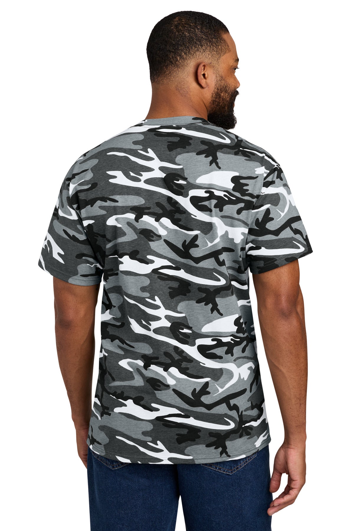 Custom Embroidered Port & Co T-Shirts  in Winter Camo