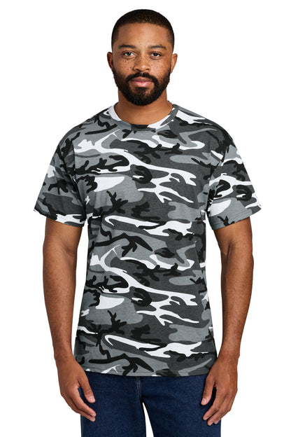 Custom Embroidered Port & Co T-Shirts  in Winter Camo
