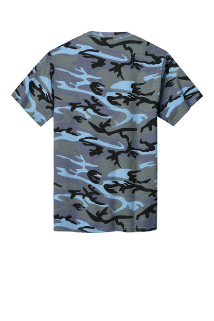 Custom Embroidered Port & Co T-Shirts  in Woodland Blue Camo