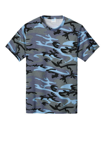Custom Embroidered Port & Co T-Shirts  in Woodland Blue Camo