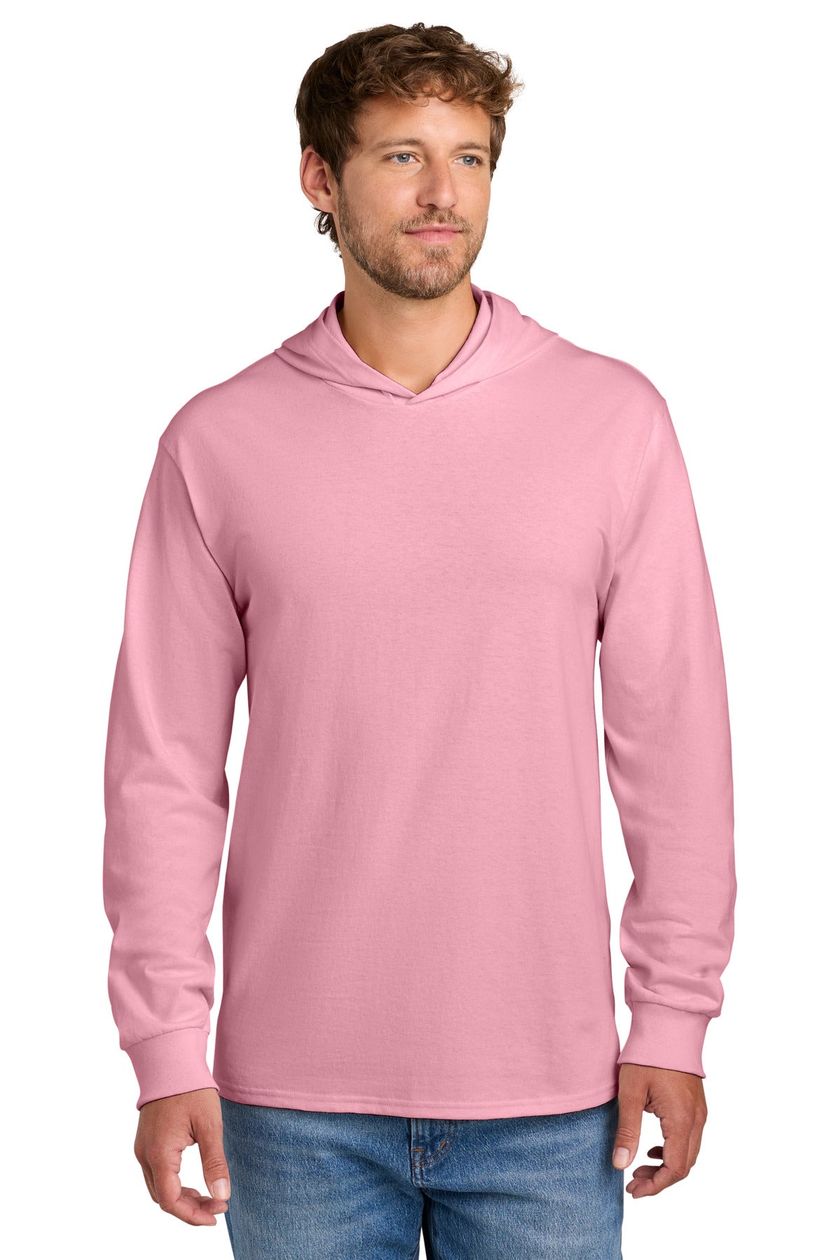 Custom Embroidered Port & Co T-Shirts  in Candy Pink