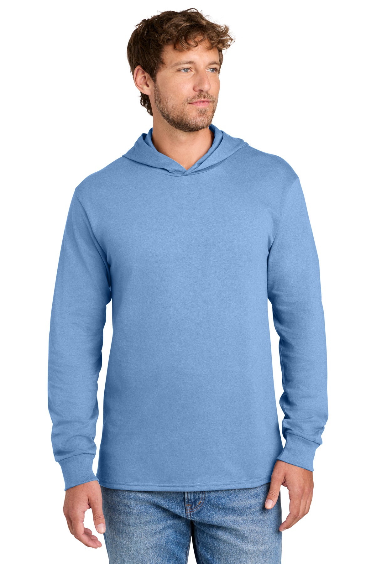 Custom Embroidered Port & Co T-Shirts  in Carolina Blue