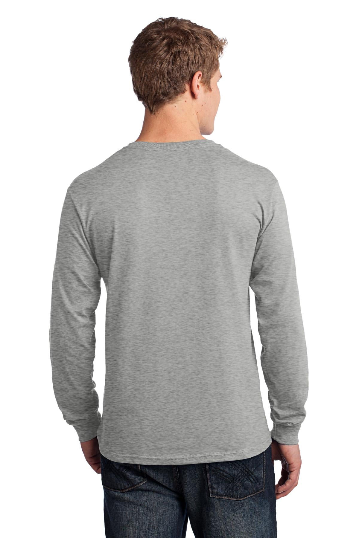 Custom Embroidered Port & Company - Long Sleeve Core Cotton Tee. PC54LS,Athletic Heather