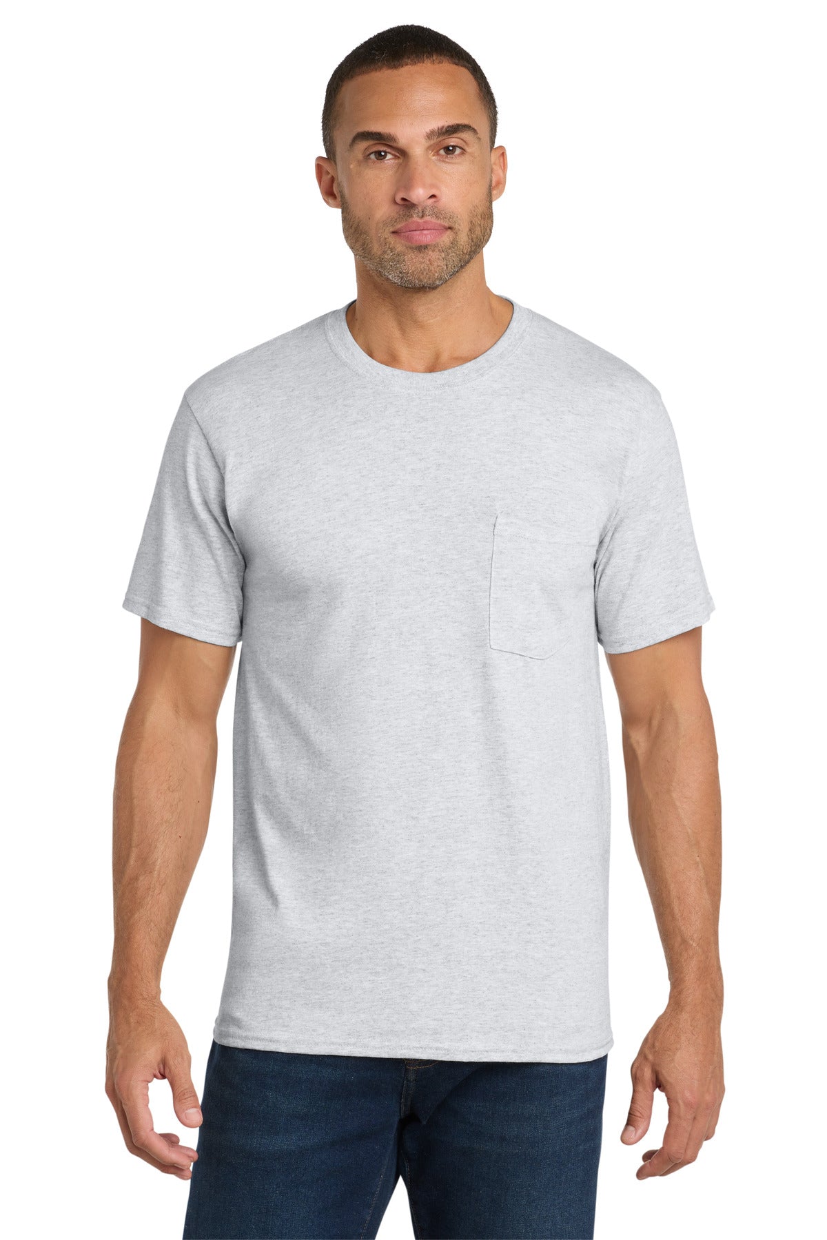 Custom Embroidered Port & Co T-Shirts  in Ash