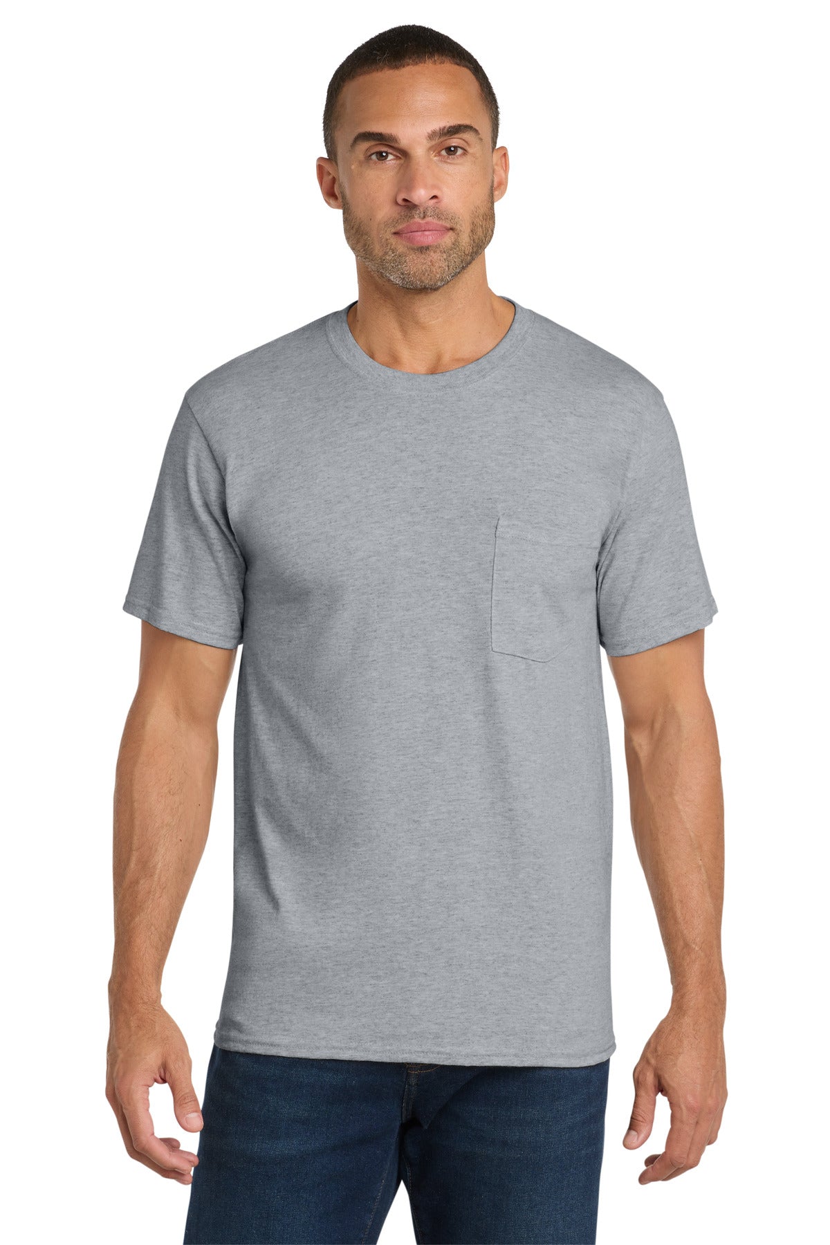 Custom Embroidered Port & Co T-Shirts  in Athletic Heather
