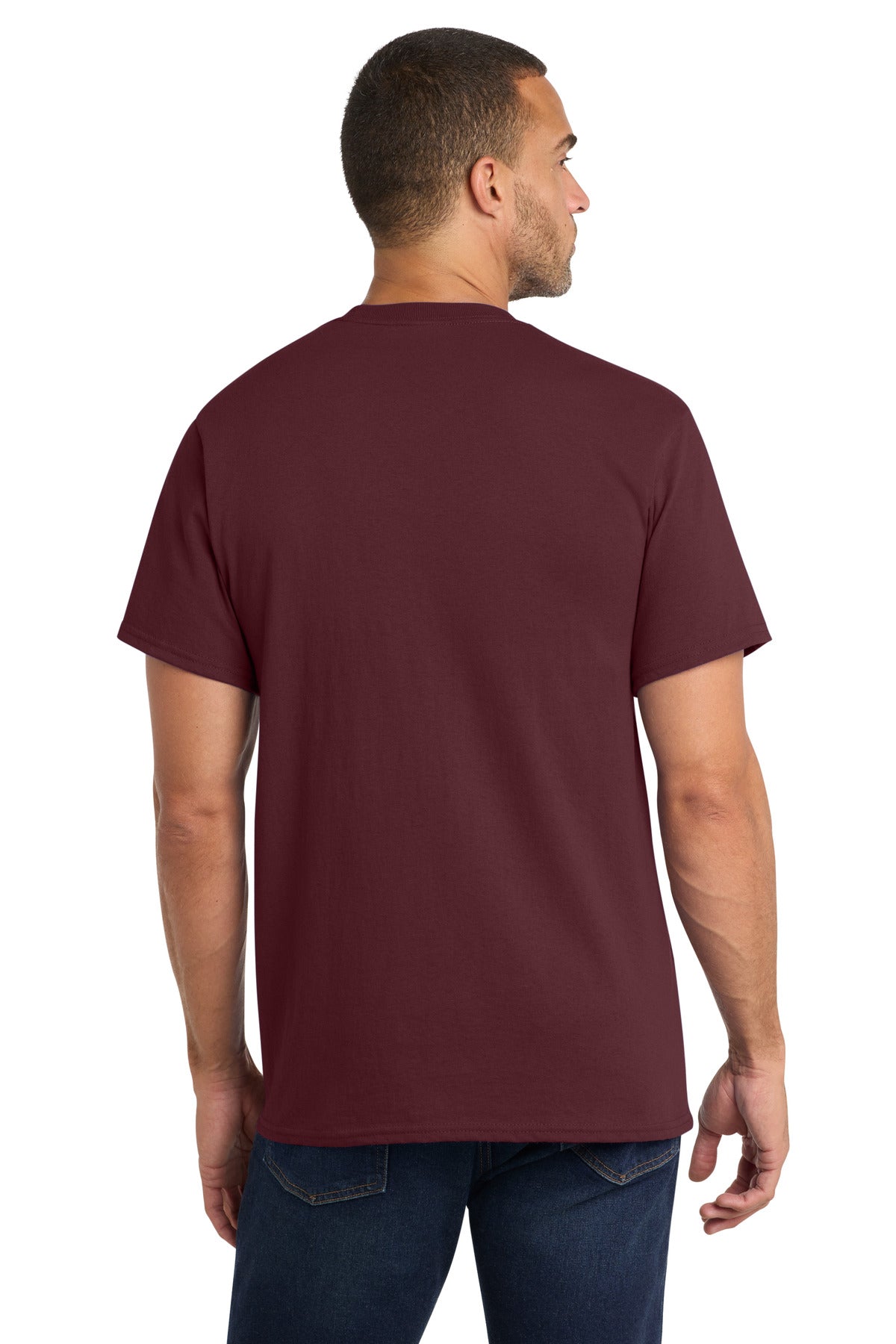 Custom Embroidered Port & Co T-Shirts  in Athletic Maroon