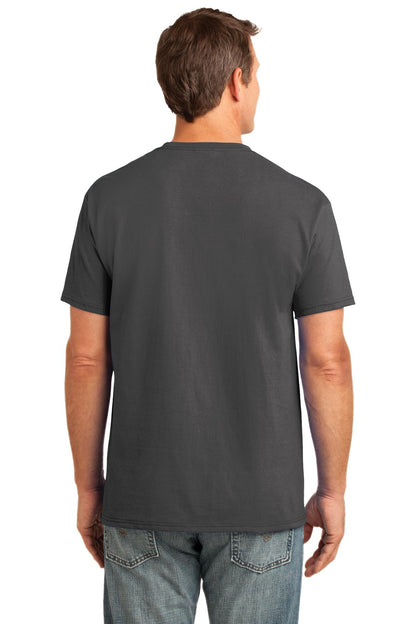 Custom Embroidered Port & Company Core Cotton Pocket Tee. PC54P,Charcoal