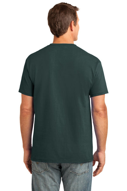 Custom Embroidered Port & Company Core Cotton Pocket Tee. PC54P,Dark Green