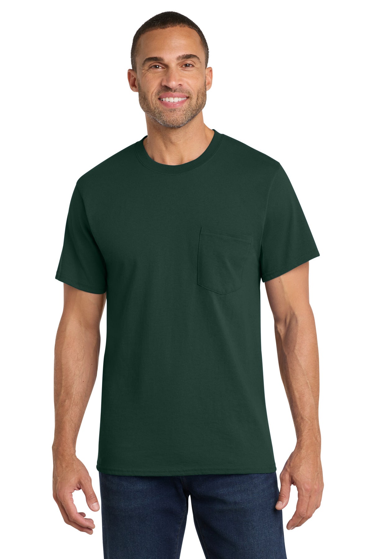 Custom Embroidered Port & Co T-Shirts  in Dark Green
