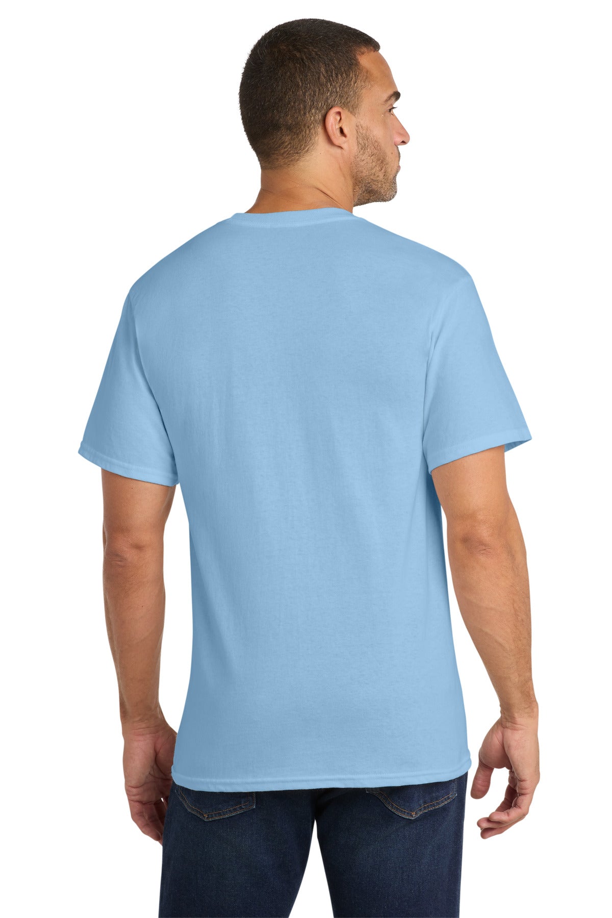 Custom Embroidered Port & Co T-Shirts  in Light Blue