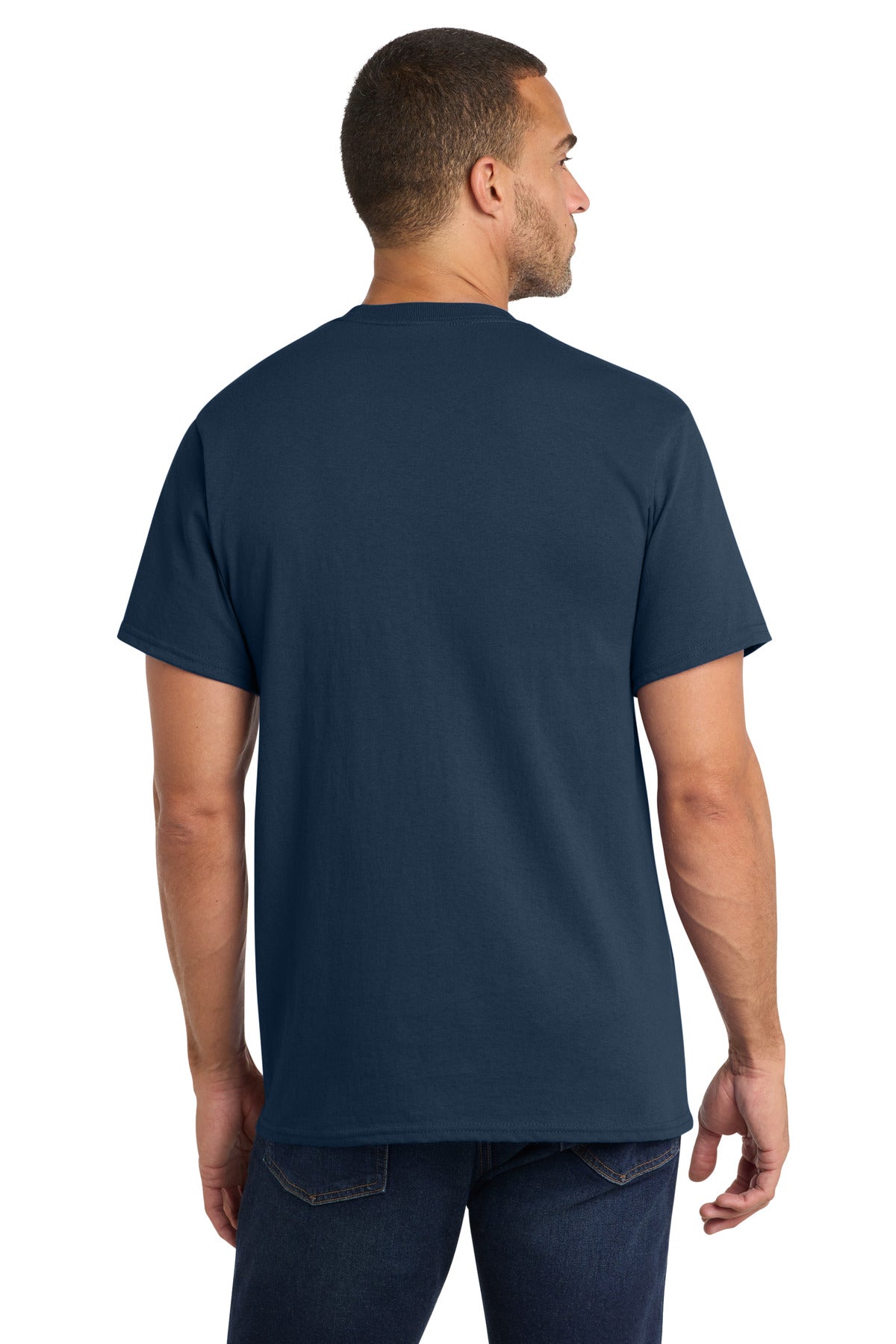 Custom Embroidered Port & Co T-Shirts  in Navy