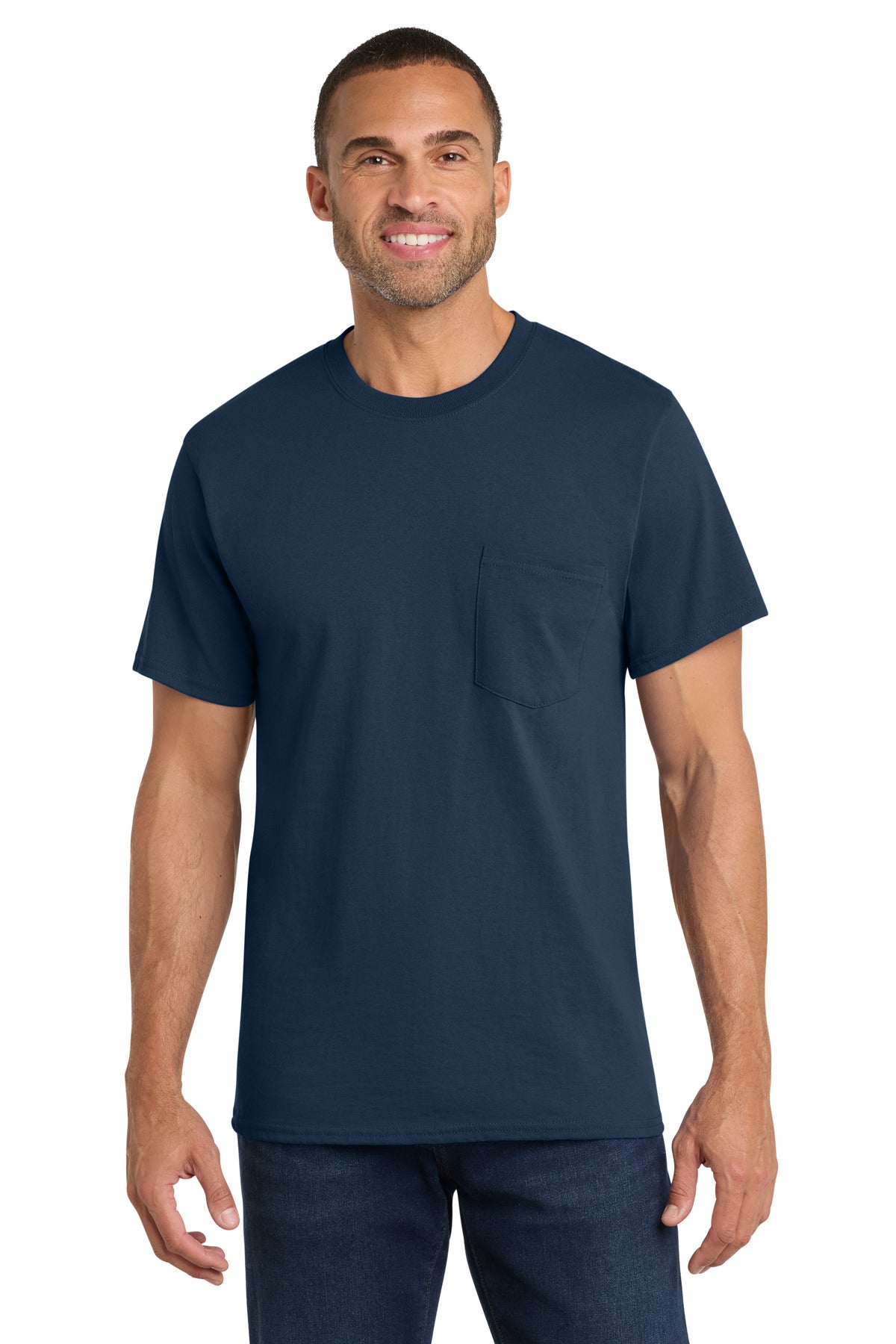 Custom Embroidered Port & Co T-Shirts  in Navy