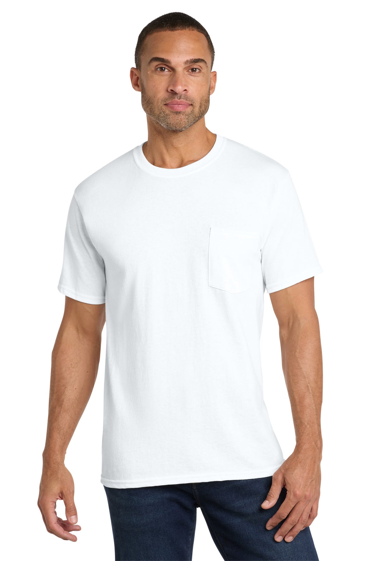 Custom Embroidered Port & Co T-Shirts  in White