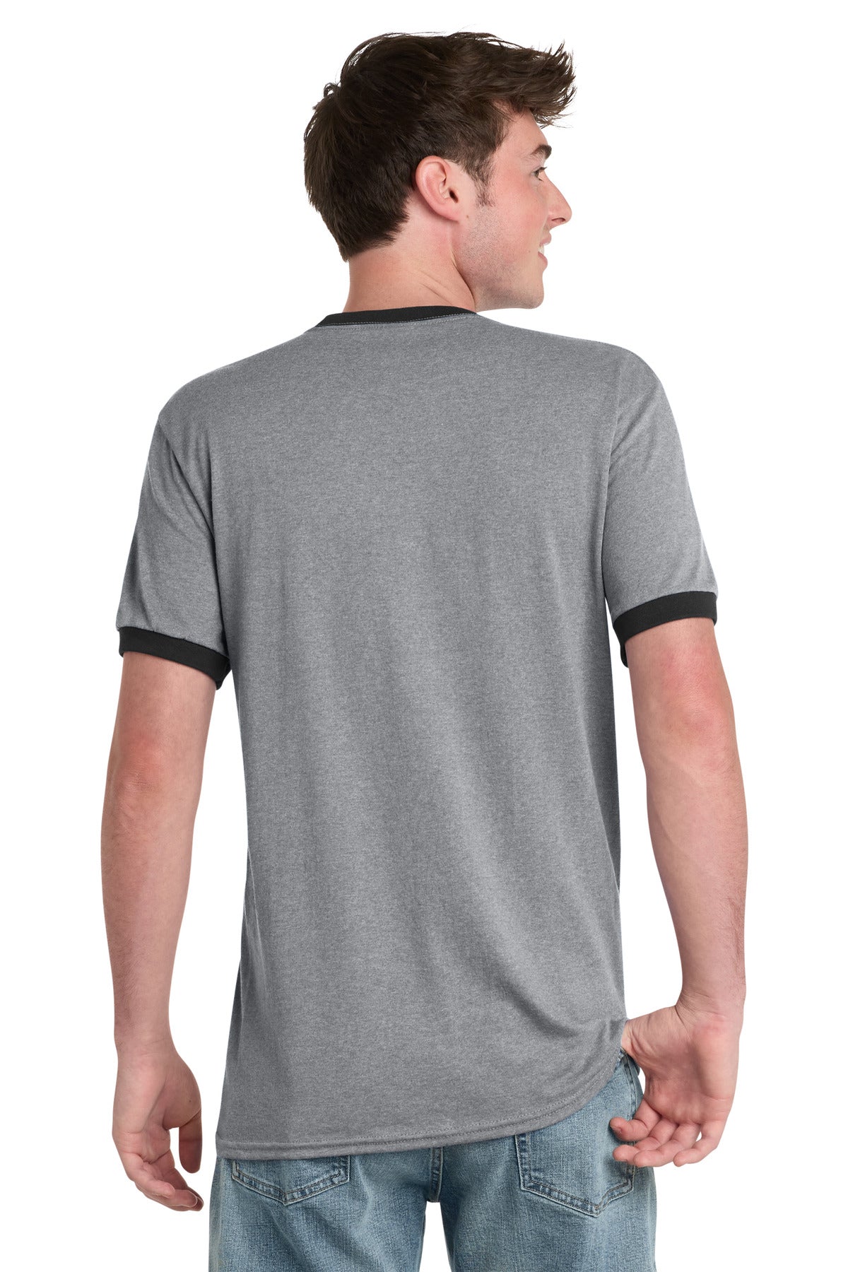 Custom Embroidered Port & Co T-Shirts  in Athletic Heather/ Jet Black