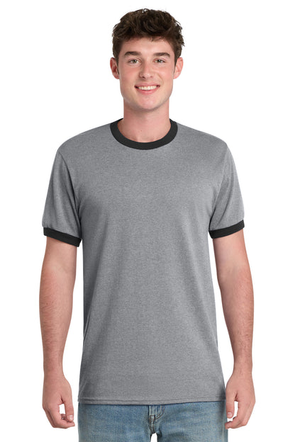 Custom Embroidered Port & Co T-Shirts  in Athletic Heather/ Jet Black