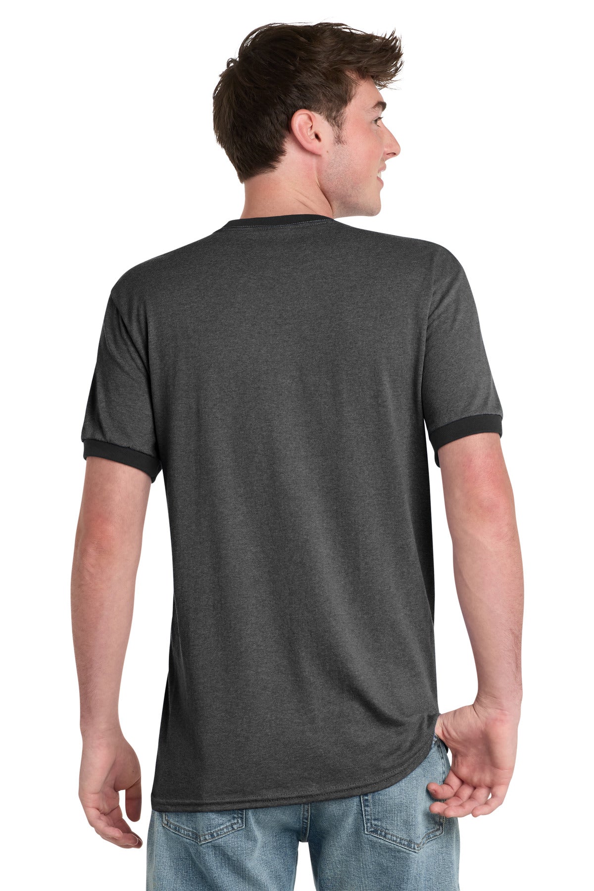 Custom Embroidered Port & Co T-Shirts  in Dark Heather Grey/ Jet Black
