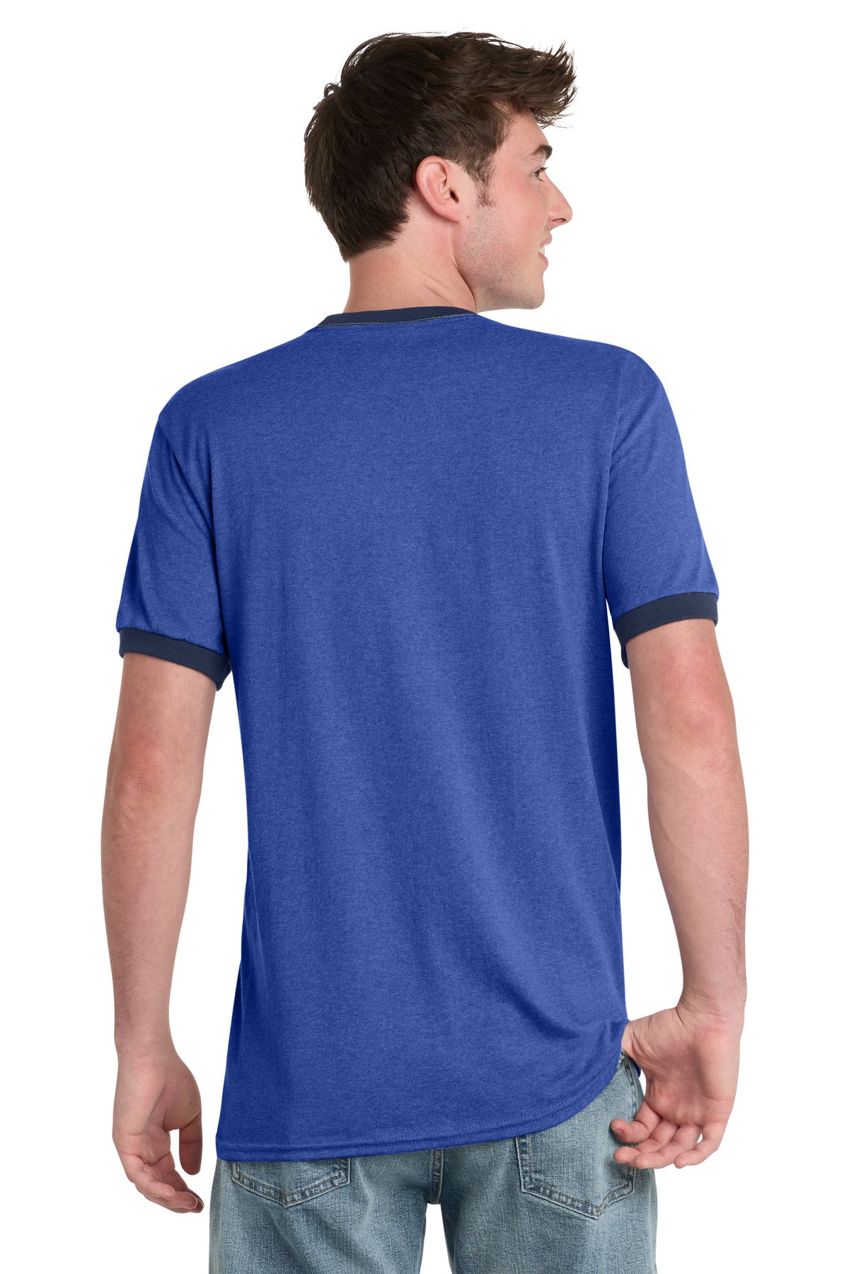 Custom Embroidered Port & Co T-Shirts  in Heather Royal/ Navy