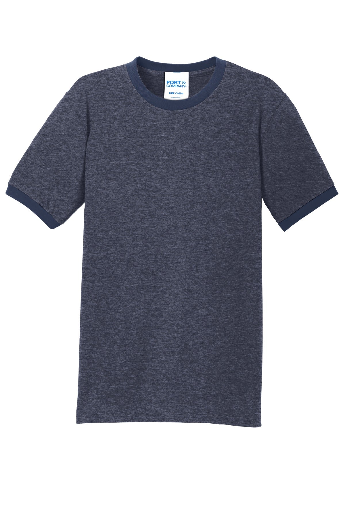 Custom Embroidered Port & Co T-Shirts  in Heather Navy/ Navy