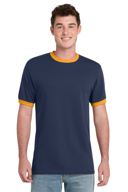 Custom Embroidered Port & Co T-Shirts  in Navy/ Gold