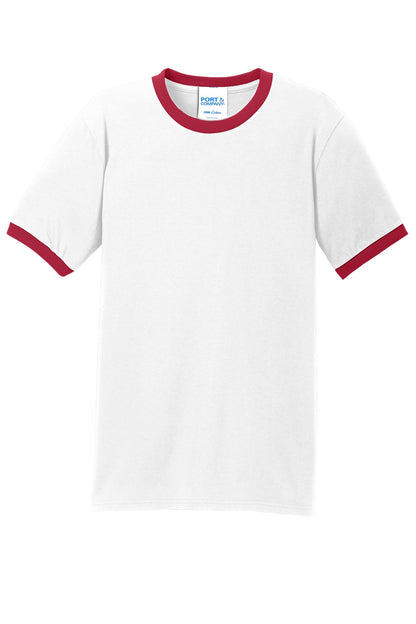 Port & Company Core Cotton Ringer Tee.  PC54R