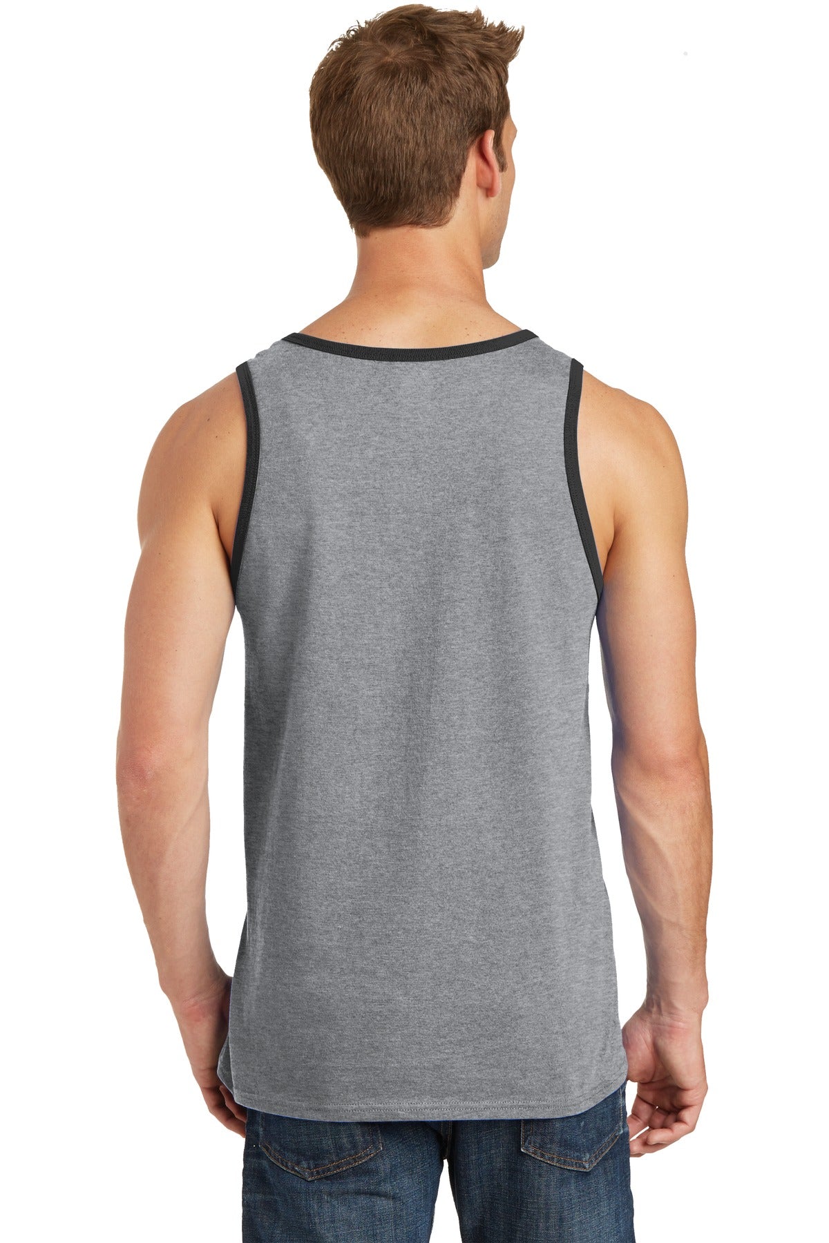 Custom Embroidered Port & Company Core Cotton Tank Top.  PC54TT,Athletic Heather/ Jet Black